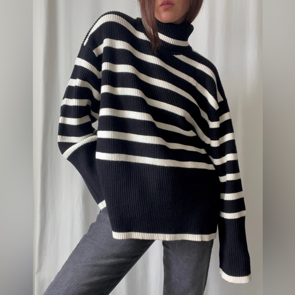 SYLVIE STRIPED SWEATER — In Black - Picture 9 of 9